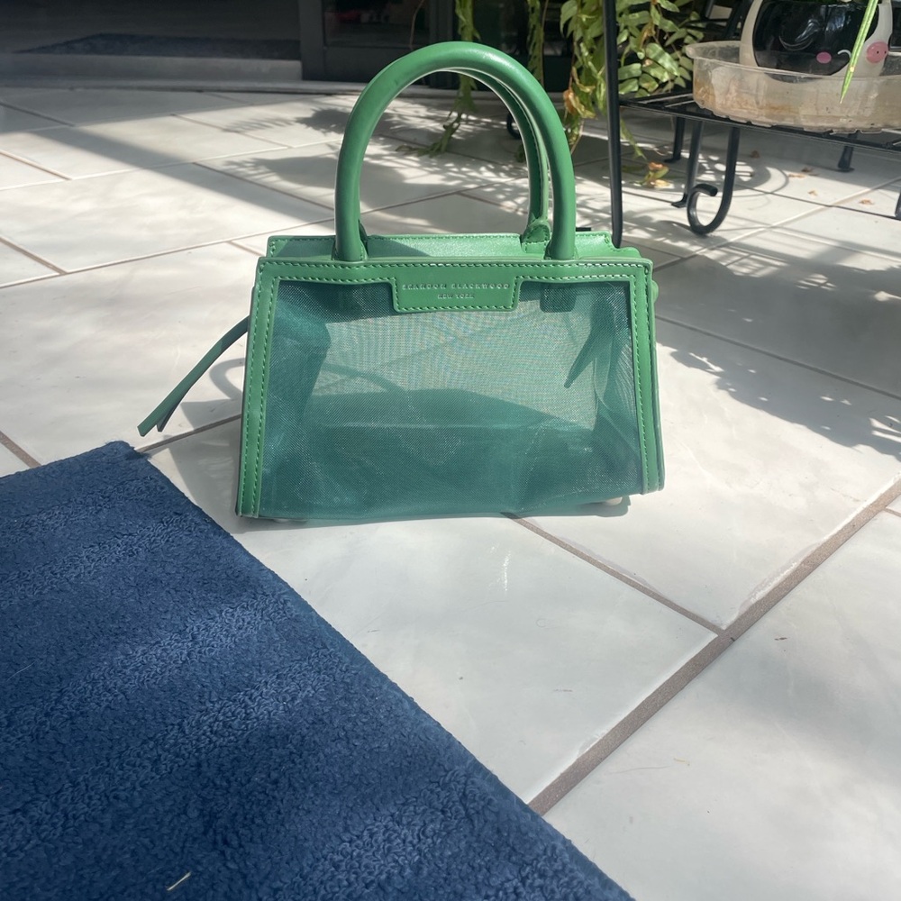 Brandon Blackwood Arlen Bag Green Mesh Vegan Leather Top Handle Crossbody - Picture 9 of 12